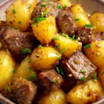 Crockpot Garlic Butter Potatoes With Steak Bites First Image