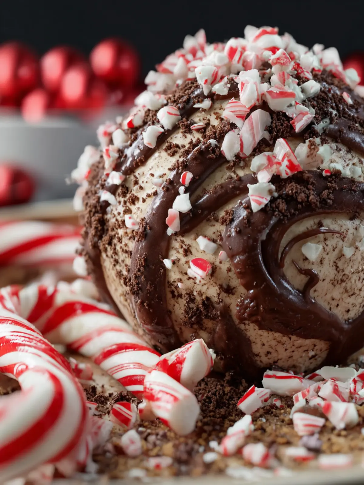 Peppermint Mocha Cheesecake Ball (No-Bake Dessert) First Image