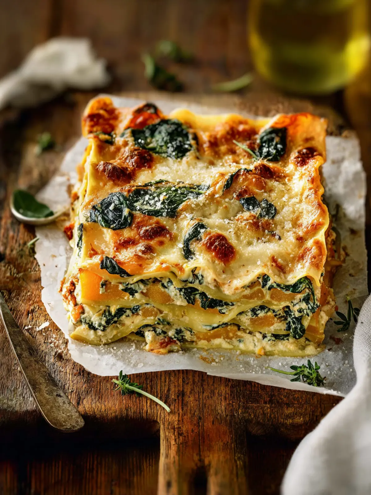 Roasted Butternut Squash Lasagna – with Spinach First Image