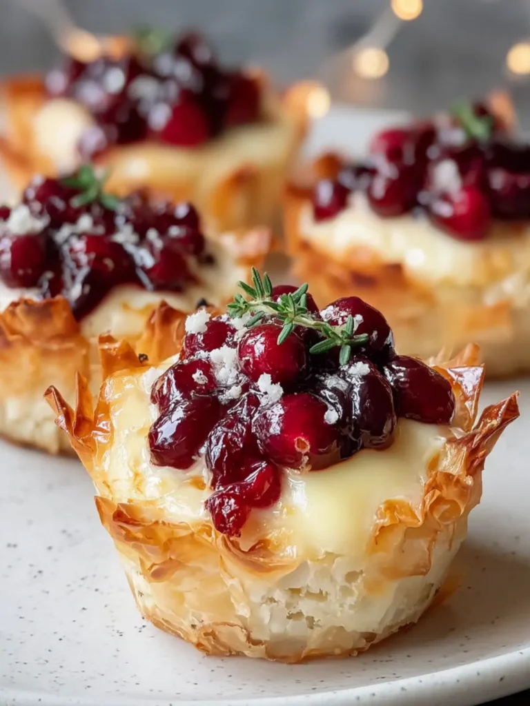 Festive Cranberry Brie Thyme Phyllo Cups – Sweet & Savory First Image