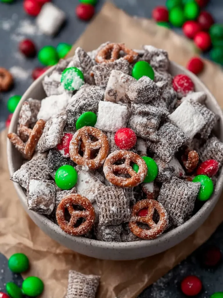 Christmas Muddy Buddies (Easy Festive Puppy Chow Recipe) First Image