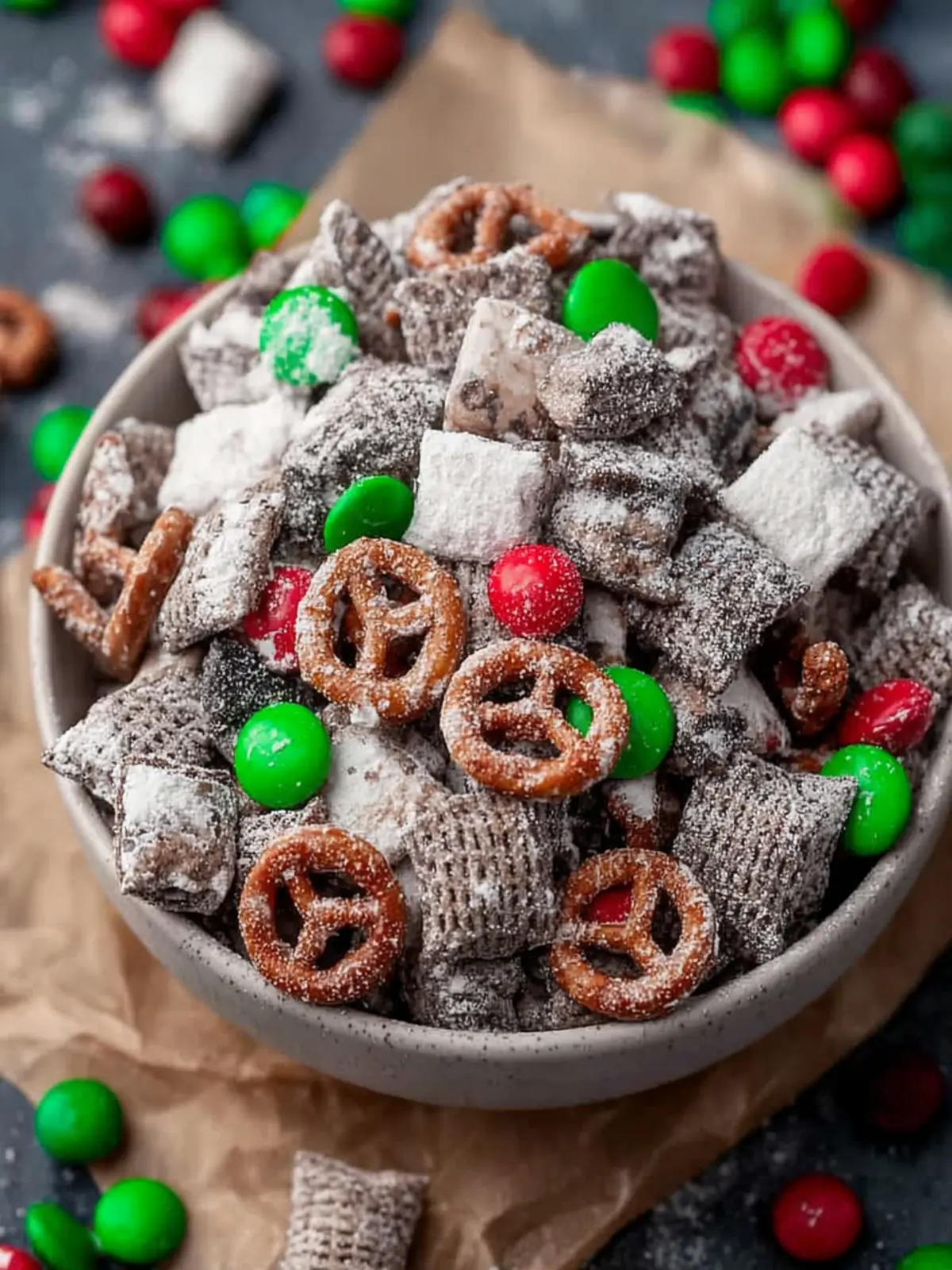 Christmas Muddy Buddies (Easy Festive Puppy Chow Recipe) First Image