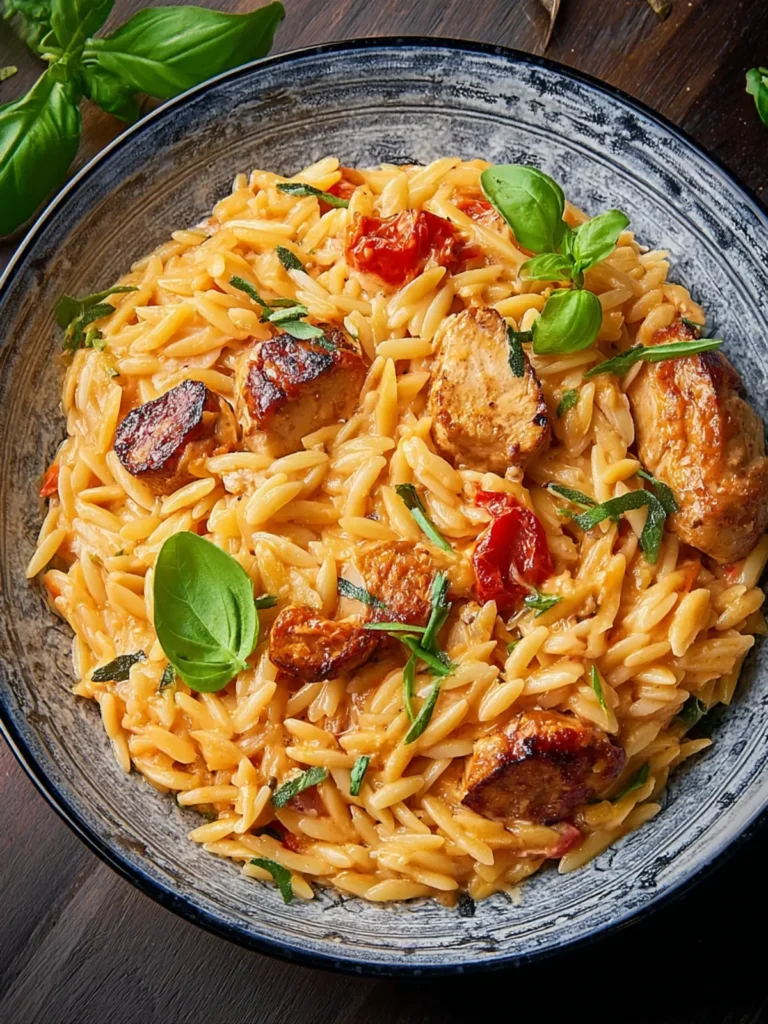 Irresistible Creamy Chicken Chorizo Orzo Recipe Delight First Image