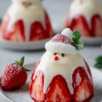 Festive Santa Dome Cakes with Vanilla Mousse and Strawberry Filling First Image