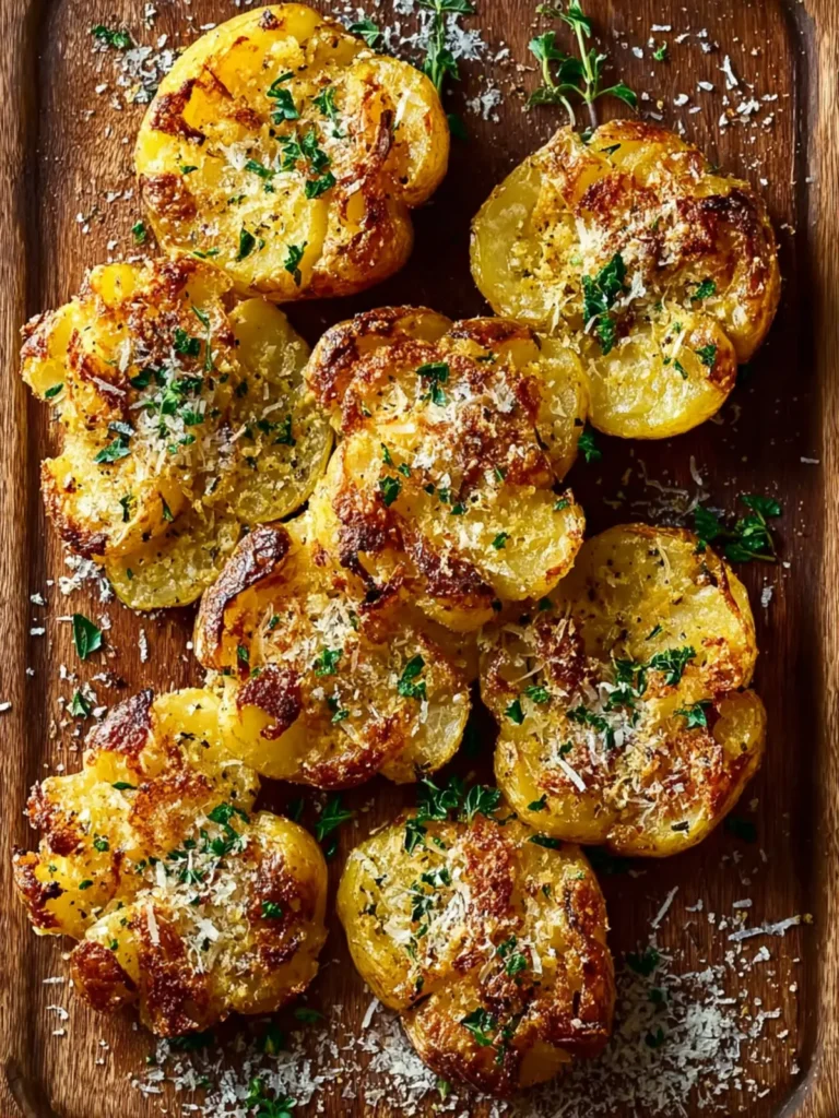 Baked Smashed Potatoes With Garlic & Parmesan First Image
