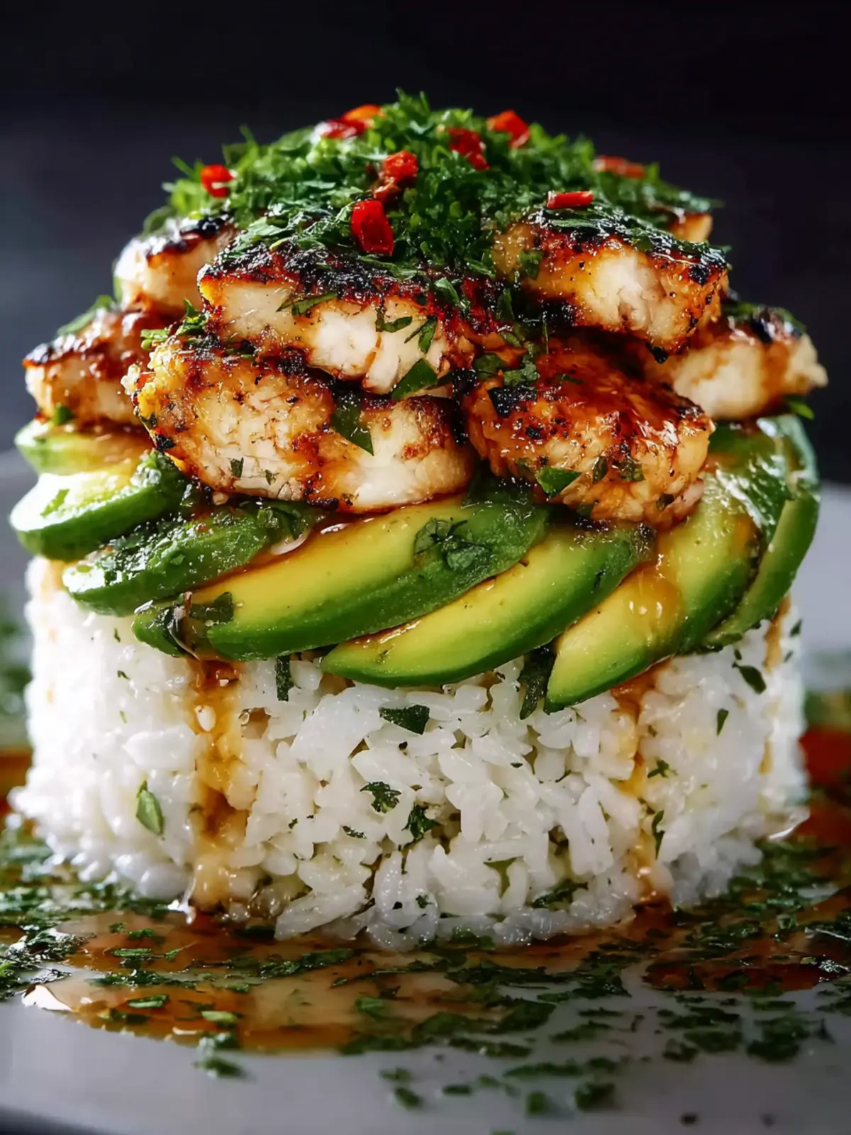 Honey Lime Chicken Avocado Rice Stack First Image