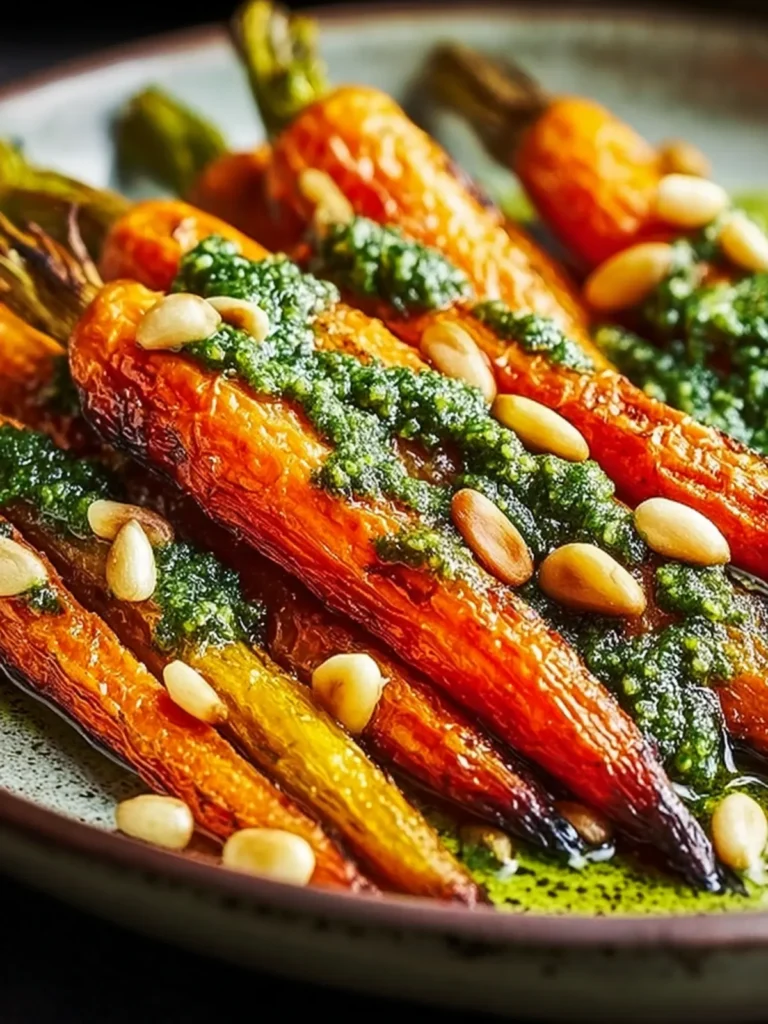 Delicious Pesto Roasted Carrots with Pine Nuts Recipe First Image