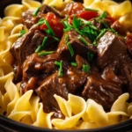 Easy Crockpot Beef Tips & Noodles First Image