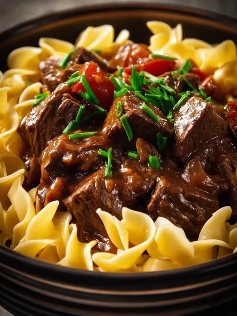 Easy Crockpot Beef Tips & Noodles First Image