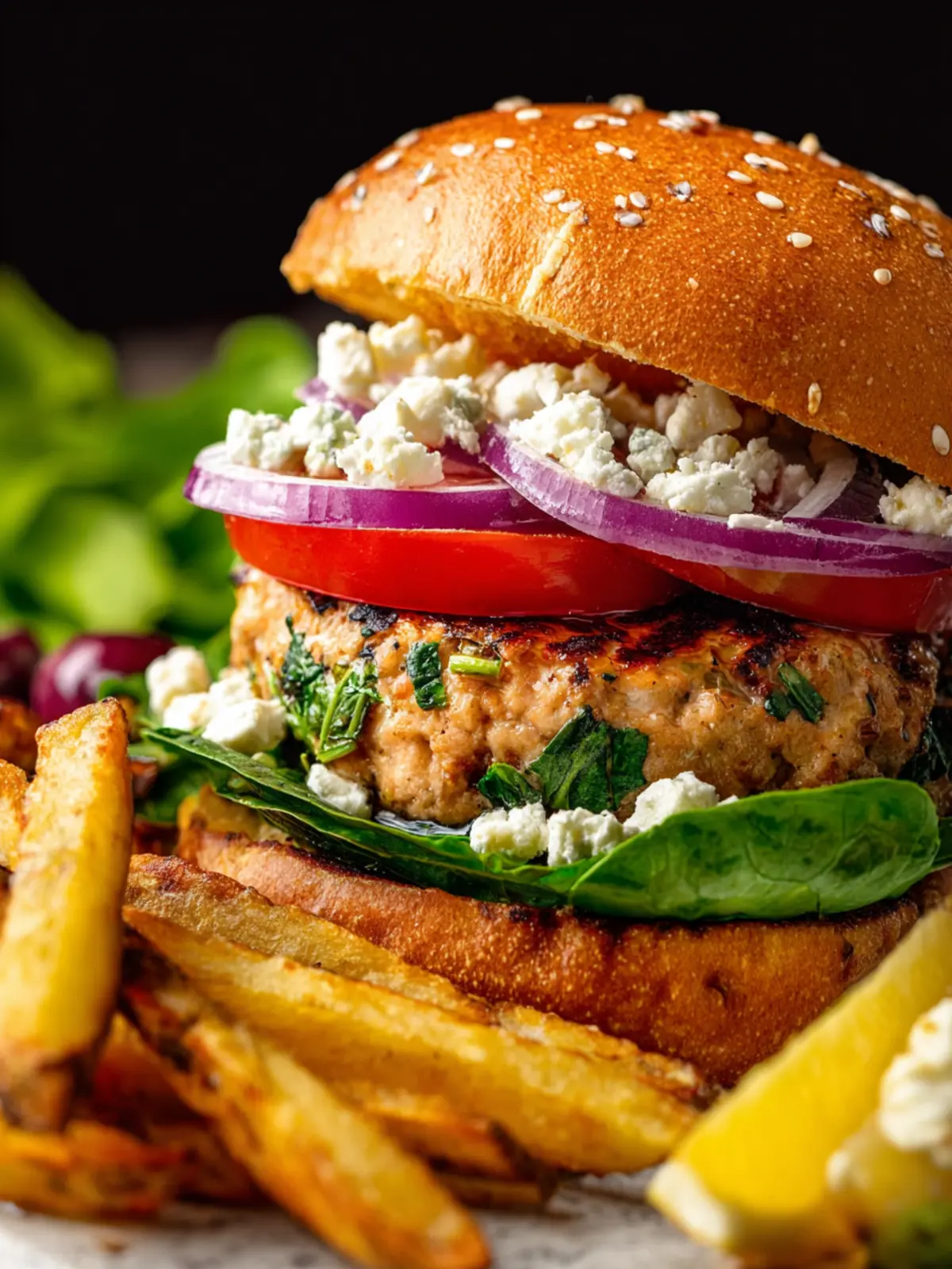 Greek Turkey Burgers & Crispy Mediterranean Fries First Image