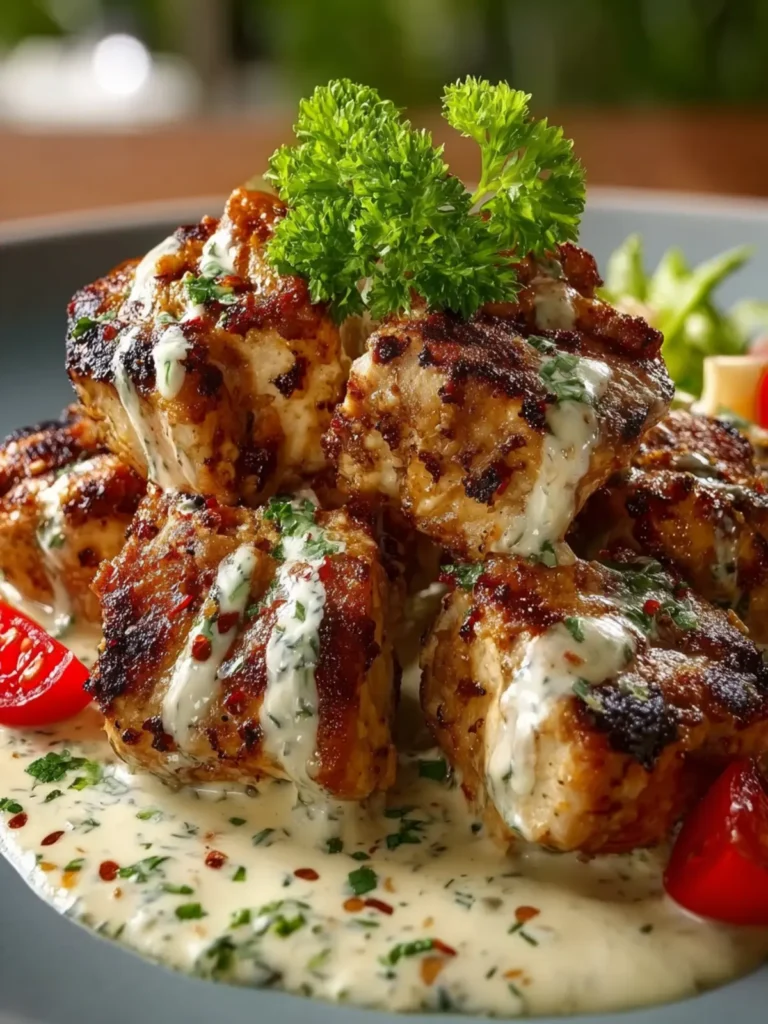 Grilled Chicken Bites with Creamy Garlic Sauce First Image