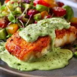 Pan Seared Cod with Avocado Cream Sauce First Image