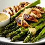 Chicken and Roasted Asparagus with Tahini Sauce First Image