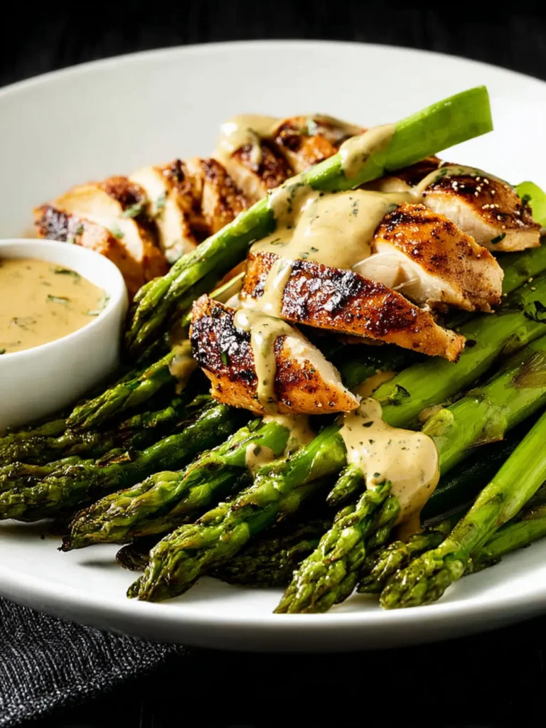 Chicken and Roasted Asparagus with Tahini Sauce First Image