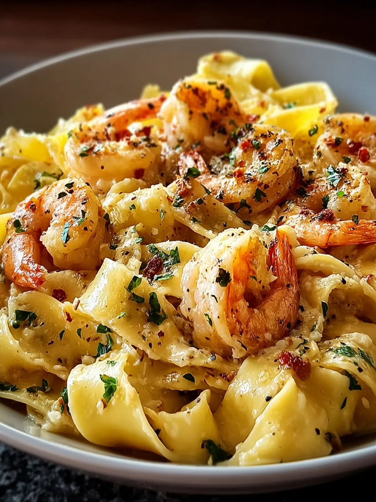 Creamy Shrimp and Roasted Garlic Pappardelle Bliss You’ll Crave