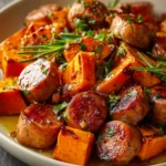 Honey Garlic Sausage Sweet Potatoes First Image