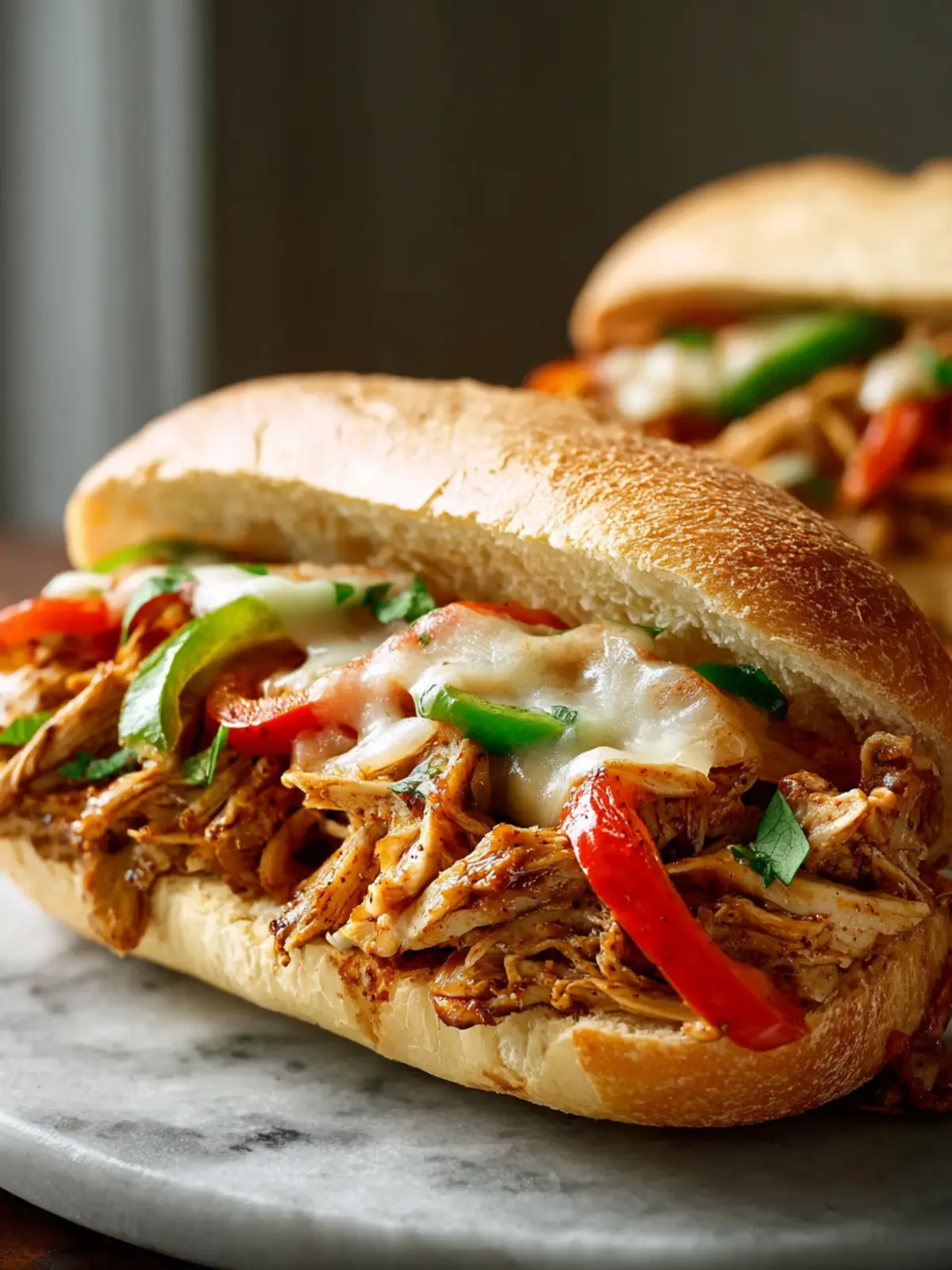 Slow Cooker Chicken Philly Sandwiches First Image