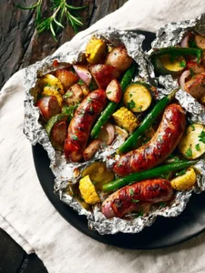 Garlic Butter Sausage and Veggies (In Foil Packs) First Image
