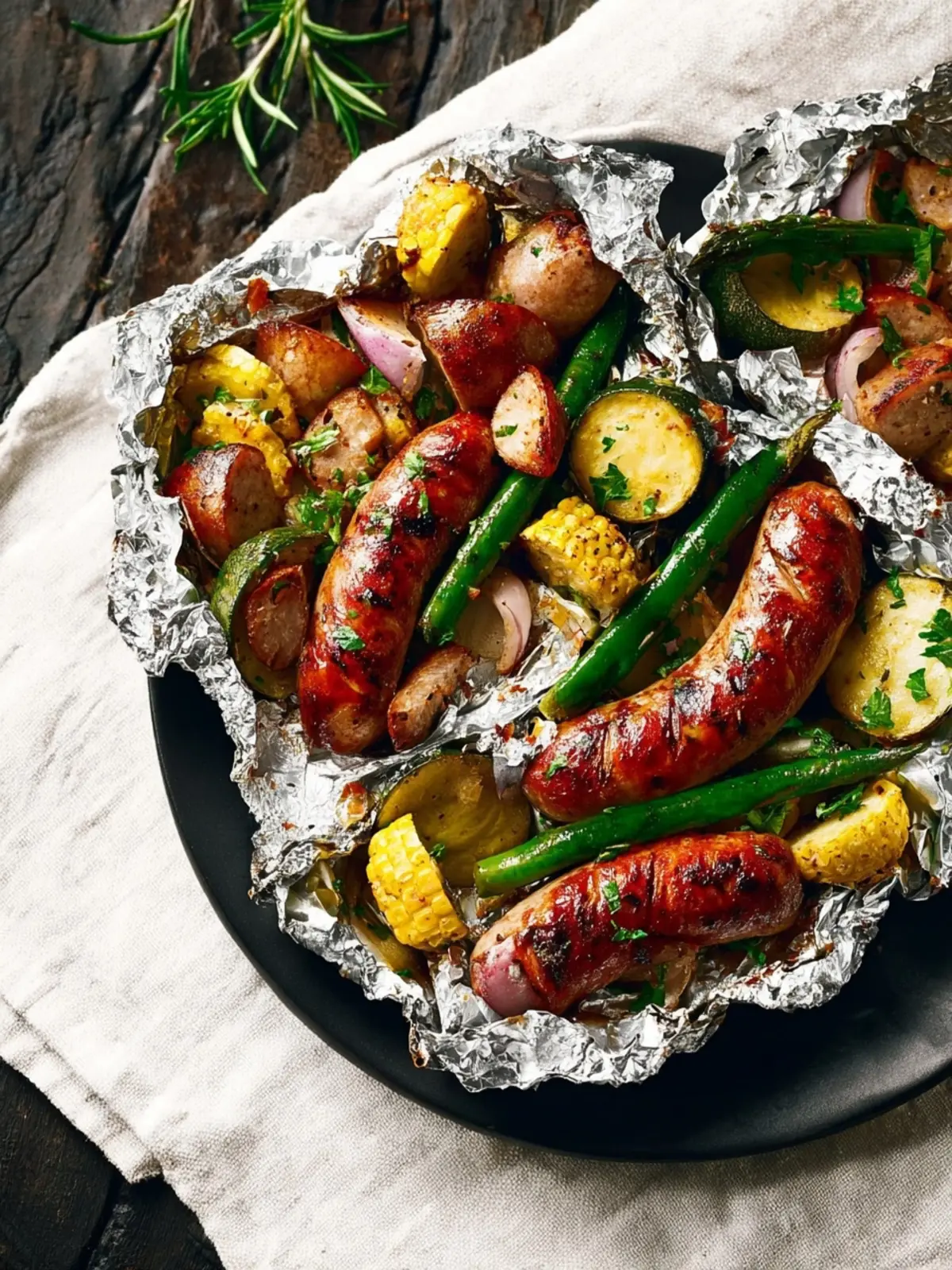 Garlic Butter Sausage and Veggies: Easy Foil Pack Delight