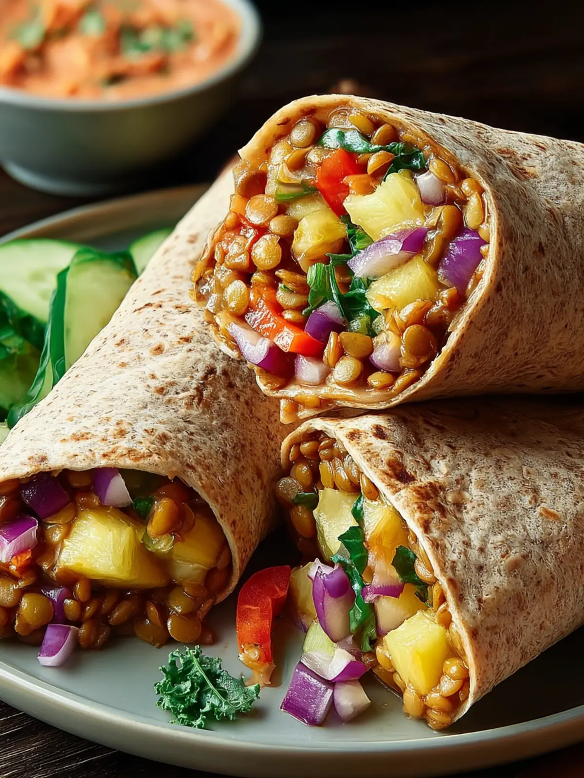 Pineapple Lentil & Veggie Wraps: Refreshing and Energizing First Image